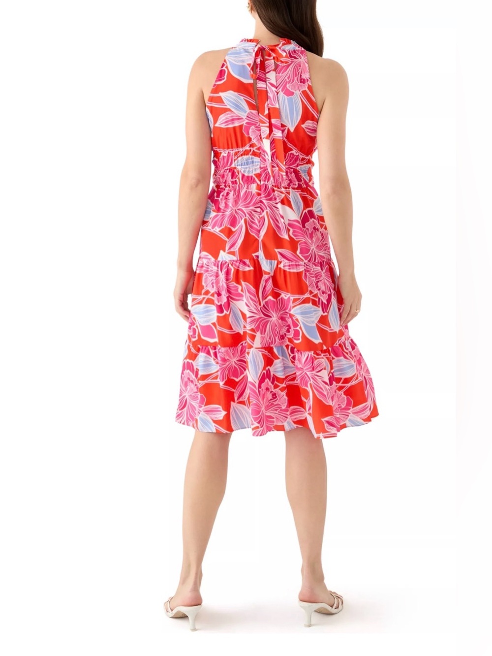 Eliza J Red Floral Tiered Halter Dress Size 12 NWT - Picture 2 of 5